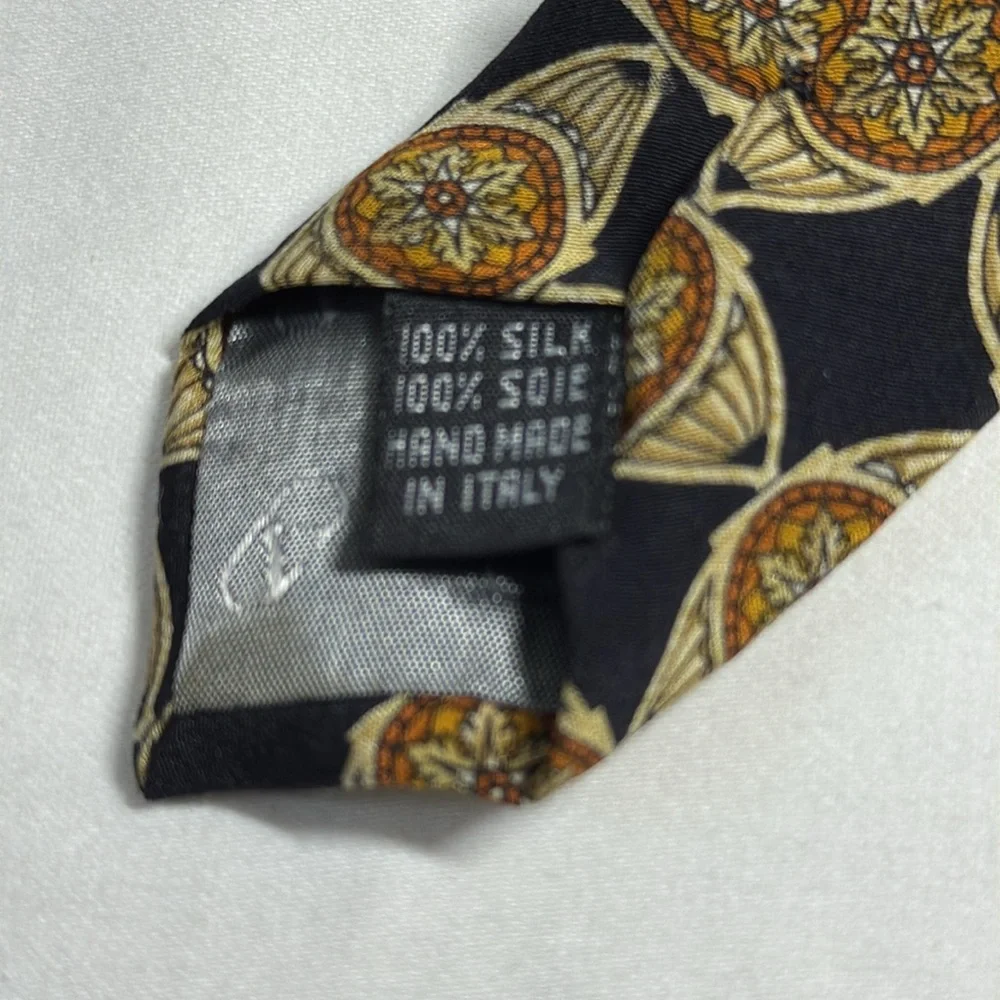 Valentino black and tan vintage silk tie.